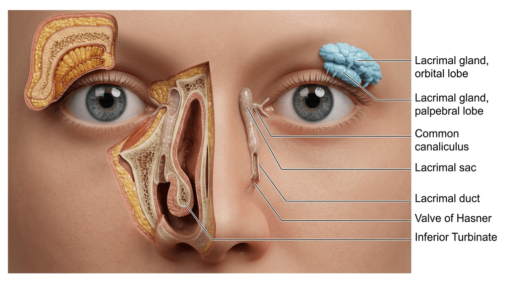 Lacrimal sac anatomy and nasolacrimal duct